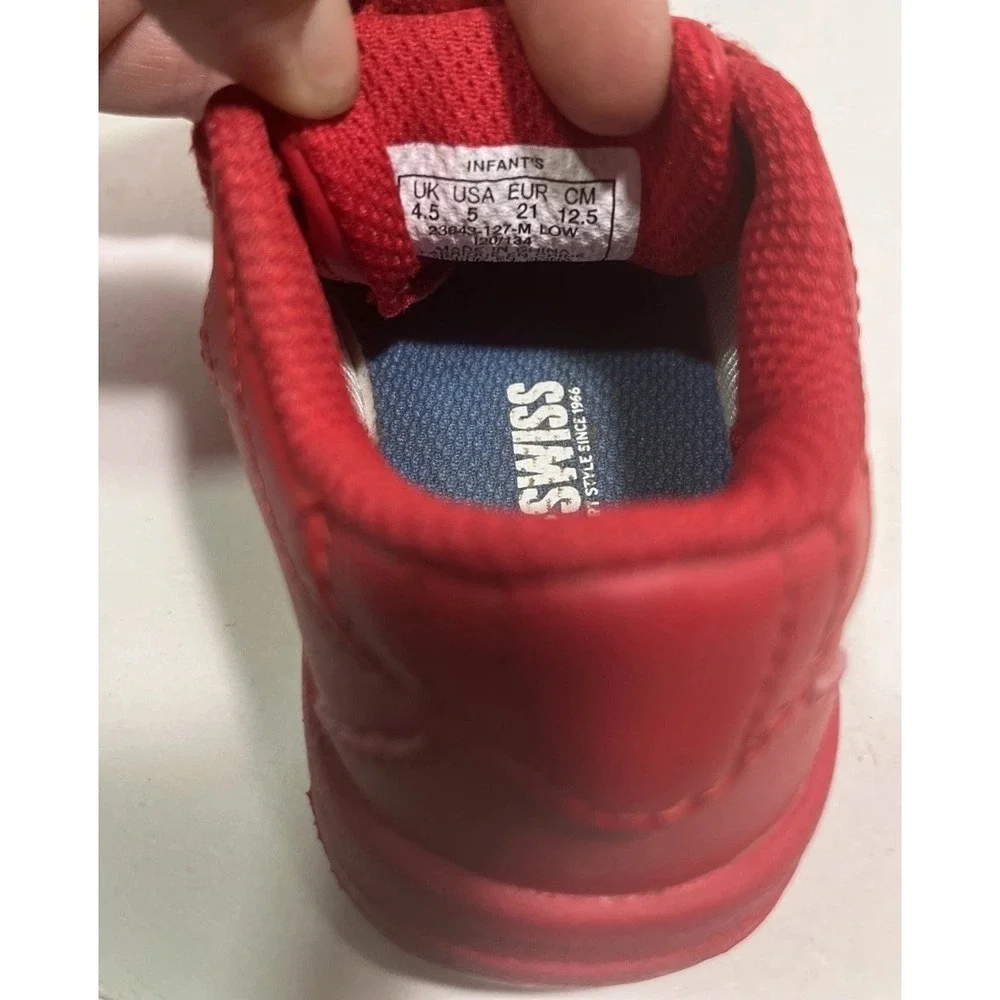 K Swiss Infant Red Low Top Sneakers Size 5
